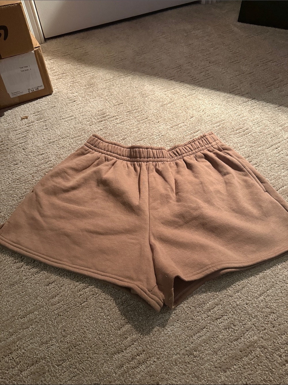No Boundaries Tan Elastic-Waist Athletic Shorts